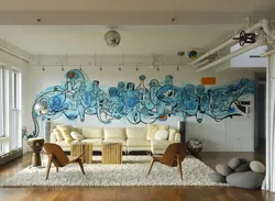 Drawings on the walls in the interior of apartments