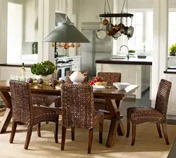 Photo of kitchen interior with wicker