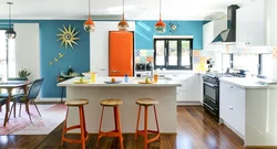 Blue-Orange Kitchen Interior