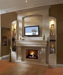 Fireplace in the living room interior