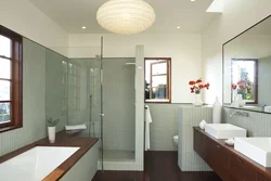 Design Of A Large Bath With Shower And Bathtub