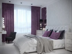 Color of wallpaper and curtains in the bedroom photo