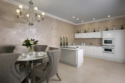 Gray plaster in the kitchen interior photo