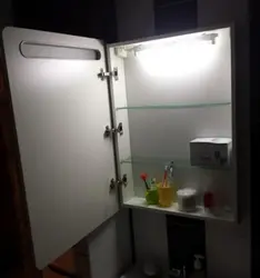 Шкаф в ванной с подсветкой фото