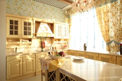 Kitchen interior wallpaper curtains