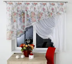 Flower curtains for the kitchen photo