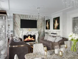 Fireplace In The Living Room Interior Wallpaper