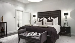 Brown gray and white in the bedroom interior