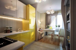 Kitchen design 15 m with balcony photo