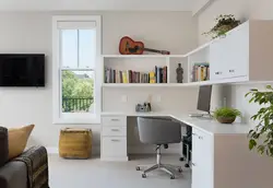 Corner table in bedroom design