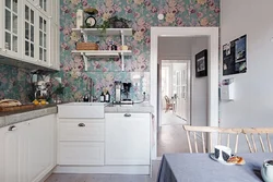 Kitchen Interior In Small Flowers