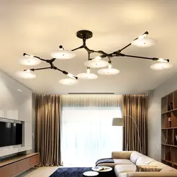 Living room ceiling design with chandelier