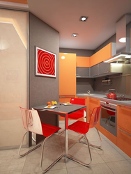 Red-gray kitchen interior