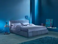 Голубая Кровать В Интерьере Спальни