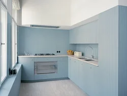 Бела блакітная кухня фота