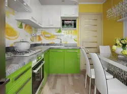 Kitchen With Green Wallpaper Design Photo