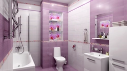 Lilac tiles in the bathroom photo