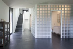 Partition in an apartment made of glass blocks photo