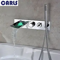 Bathroom faucet with shower built into the bathtub photo