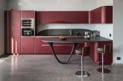 Black burgundy kitchen photo