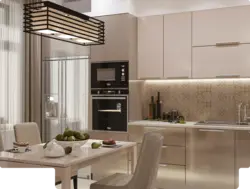 Modern kitchen interior with flowers