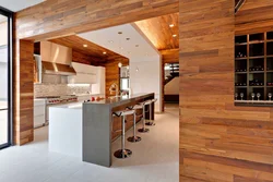 Kitchen wall decoration with wood photo