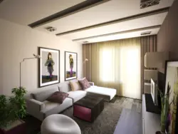 Living room design 16 m with balcony