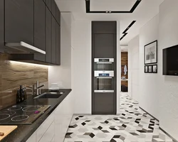 Porcelain tiles in a small kitchen photo
