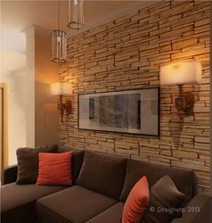 Living Room With Brick Wallpaper Photo