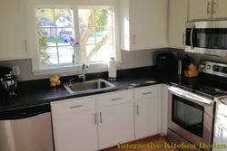 Corner kitchen design with sink by the window