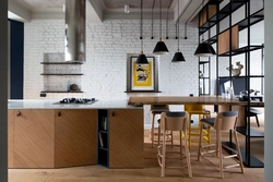 Барные стойки в интерьере кухни в стиле лофт