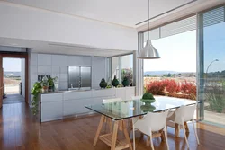 Stained glass window in the house in the kitchen photo