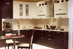 Corner brown kitchens design