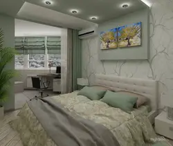 Interior of a small bedroom with a balcony