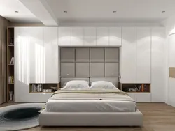 Bedroom Design With Two Wardrobes Next To The Bed