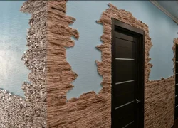 Plaster with stone in the hallway photo