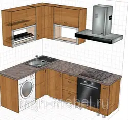 Small corner kitchen design with sink in the corner