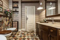 Combination of wood in the bathroom interior