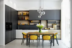 Black elements in the kitchen interior