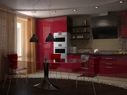 What colors go with burgundy in the kitchen interior