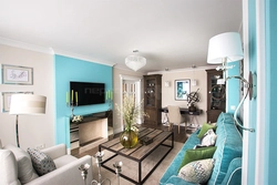 Brown With Turquoise In The Living Room Interior
