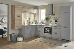 Цвет серый бетон в интерьере кухни