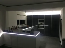 Floating kitchen with lighting photo