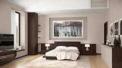 Bedroom interior with brown doors