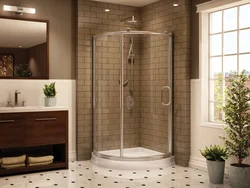 Bathroom with shower without cabin design photo