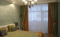 Photo of curtains for the bedroom with flowers combined