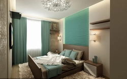 Combination Of Green And Brown In The Bedroom Interior