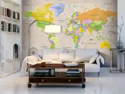 World map in the living room interior