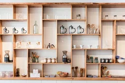 DIY kitchen shelves on the wall photo