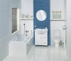 Photo of bathroom design white and blue